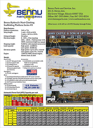 Bennu Hydraulic Mast-Climbing Scaffolding Platform Series #3 spec sheet PDF