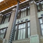 Jerry Castle and Son Hi-Lift - Bennu Scaffolding Platform Series 3 - Iwanski Masonry jobsite - Burbank School - Chicago