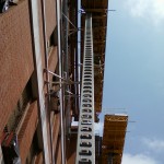 Jerry Castle and Son Hi-Lift - Bennu Scaffolding Platform Series 3 - Iwanski Masonry jobsite - Burbank School - Chicago