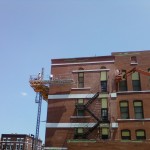 Jerry Castle and Son Hi-Lift - Bennu Scaffolding Platform Series 3 - Mason Iwanski Masonry - Seward School jobsite